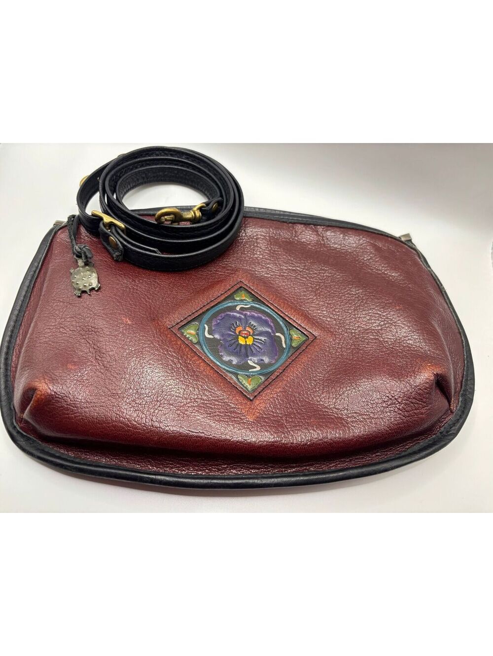Turtle Ridge K-Bag Leather Iris Flower Crossbody with Charm